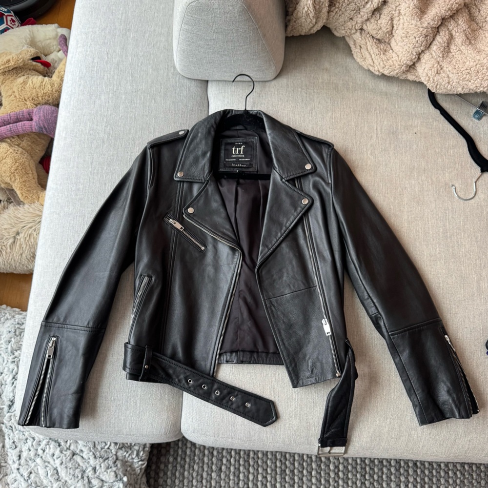 Zara TRF Black Leather Collection Tag